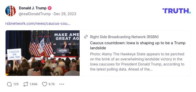 Post image from Donald Trump