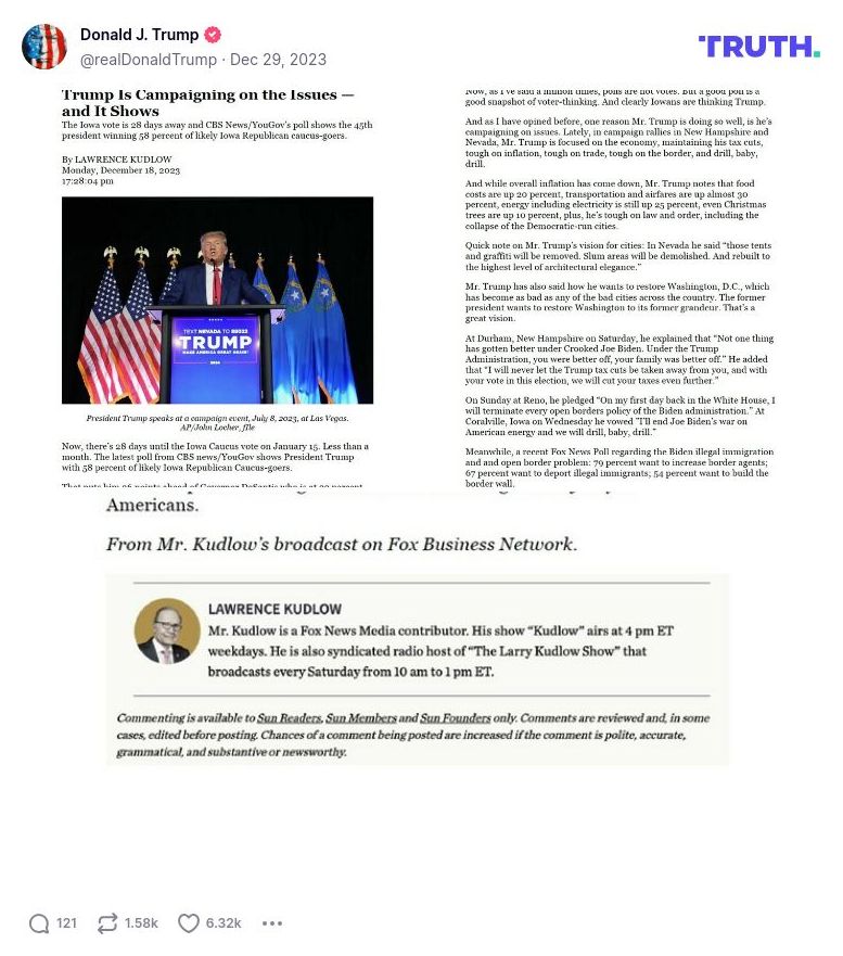 Post image from Donald Trump