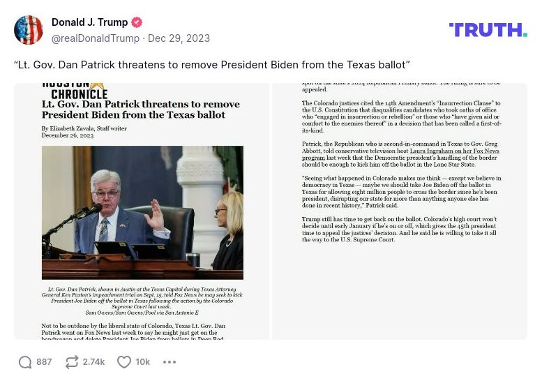 Post image from Donald Trump