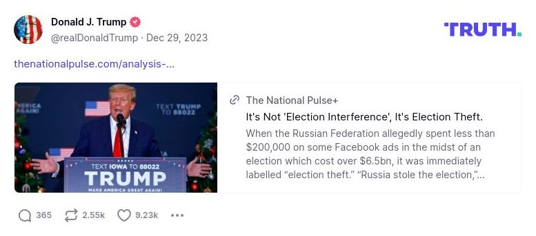 Post image from Donald Trump