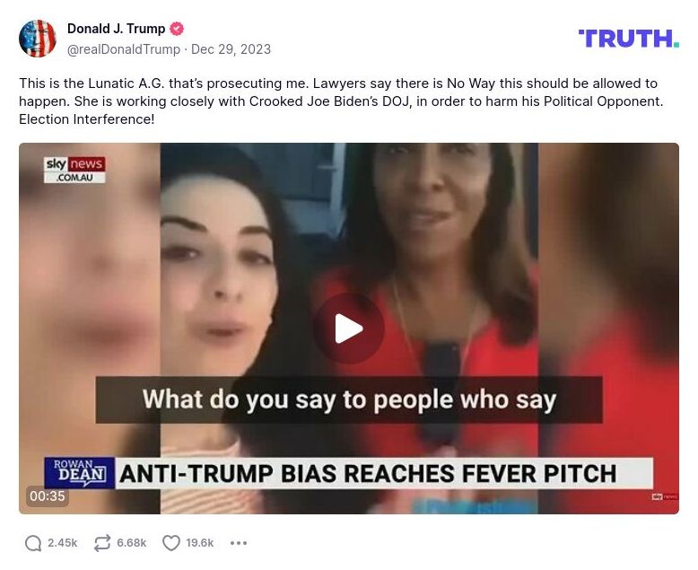 Post image from Donald Trump