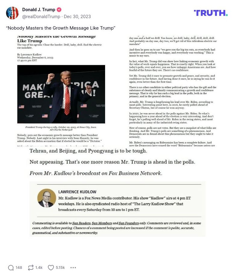 Post image from Donald Trump