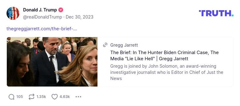 Post image from Donald Trump