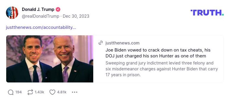 Post image from Donald Trump