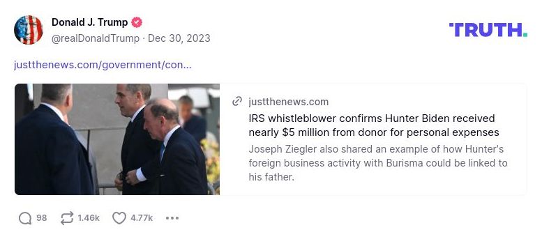 Post image from Donald Trump