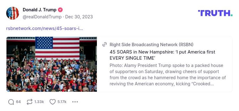 Post image from Donald Trump