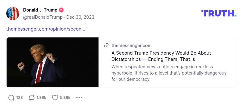 Post image from Donald Trump