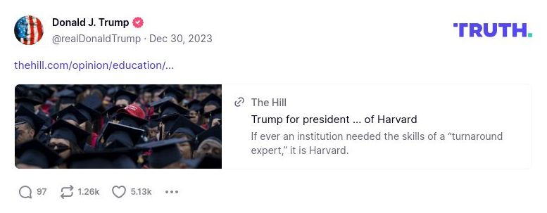 Post image from Donald Trump