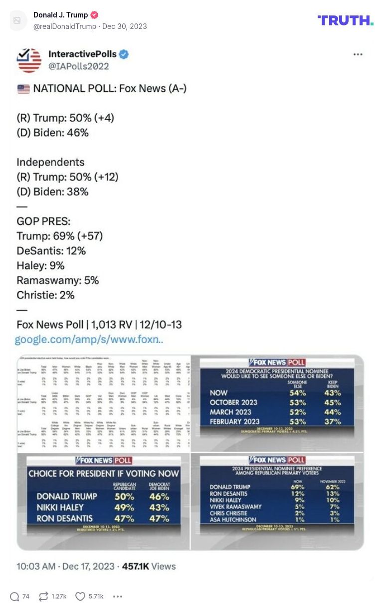 Post image from Donald Trump