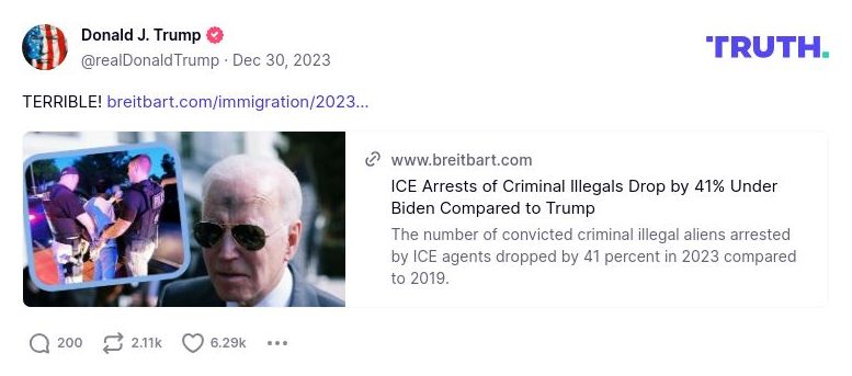 Post preview from Donald Trump