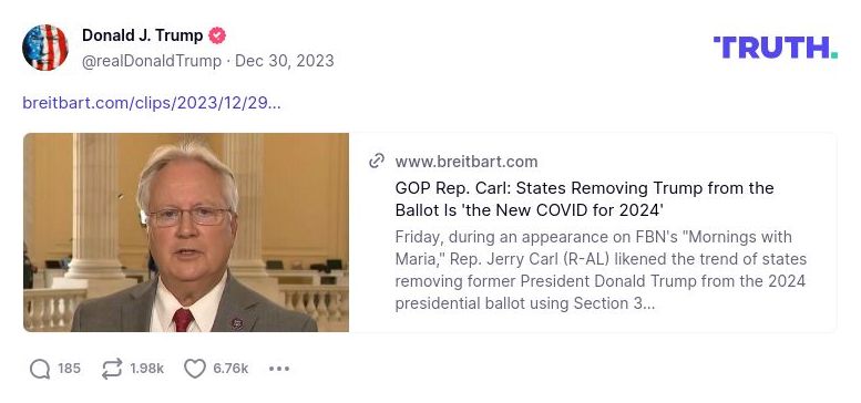 Post image from Donald Trump