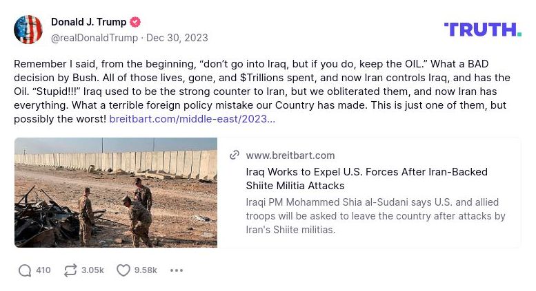 Post preview from Donald Trump