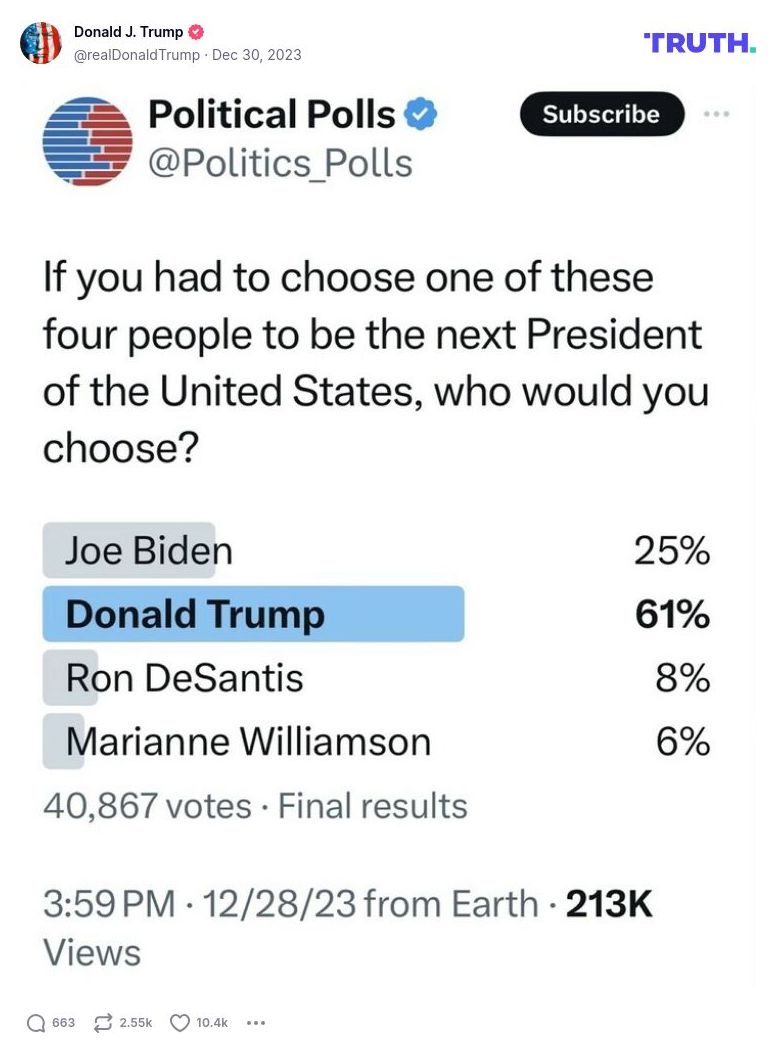 Post image from Donald Trump