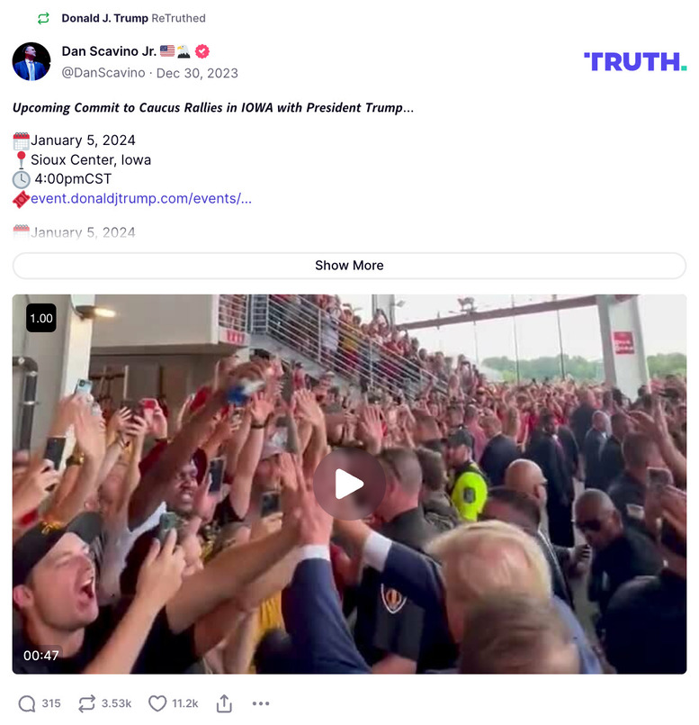 Post image from Donald Trump