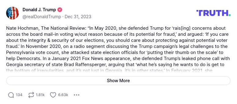 Post image from Donald Trump