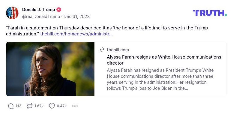 Post image from Donald Trump