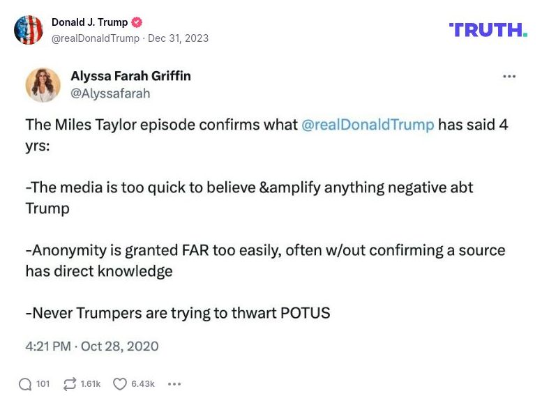 Post image from Donald Trump