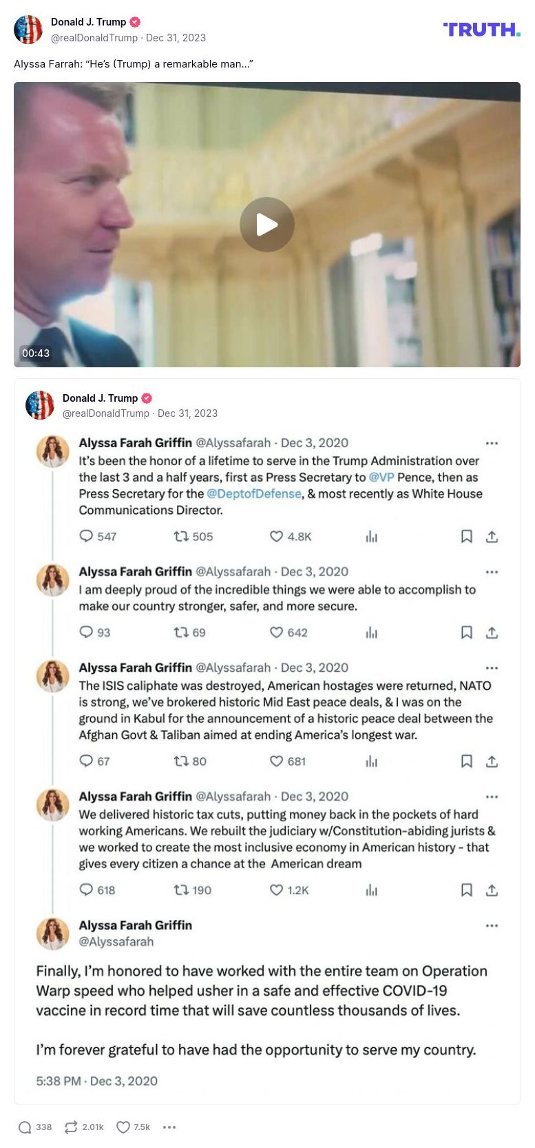 Post image from Donald Trump