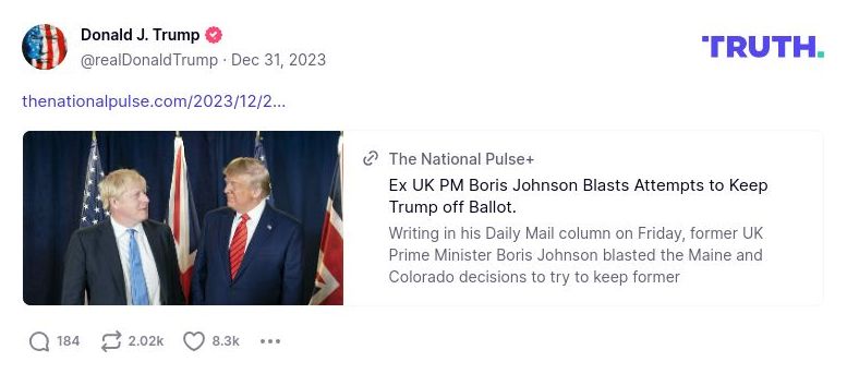 Post image from Donald Trump