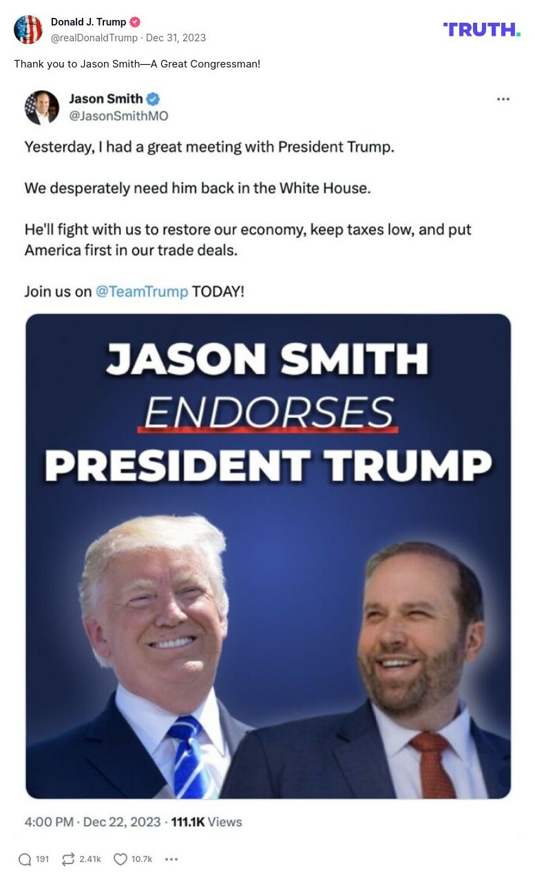 Post image from Donald Trump