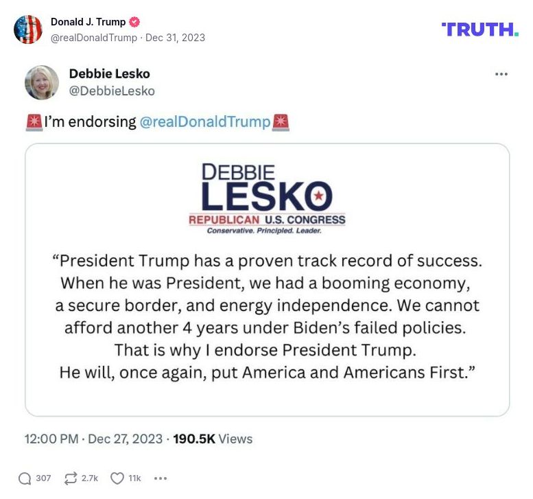 Post image from Donald Trump