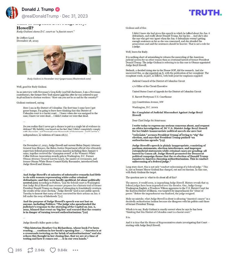 Post image from Donald Trump