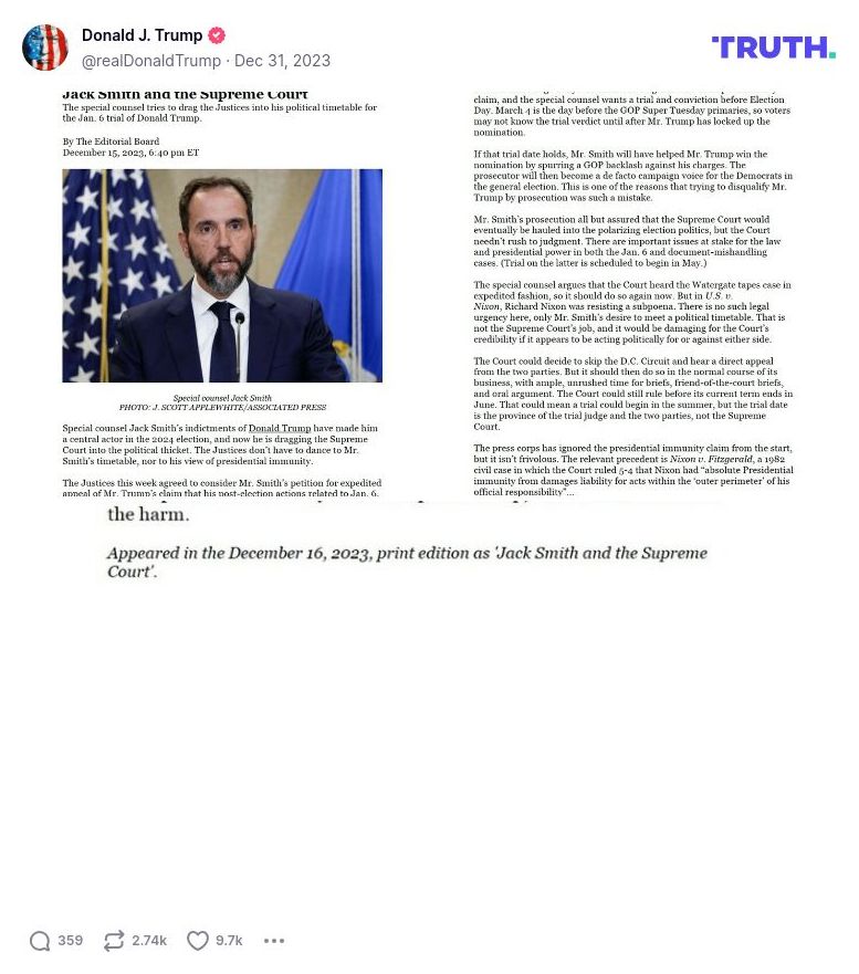 Post image from Donald Trump