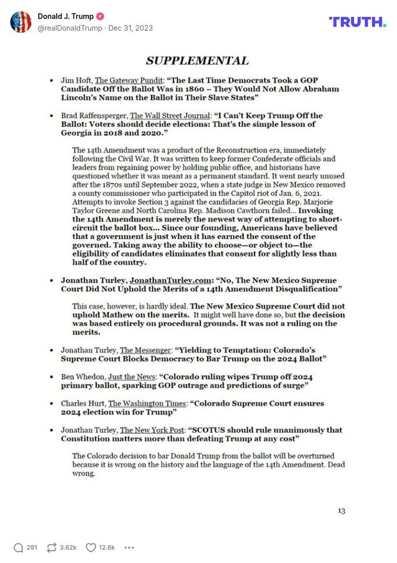 Post image from Donald Trump