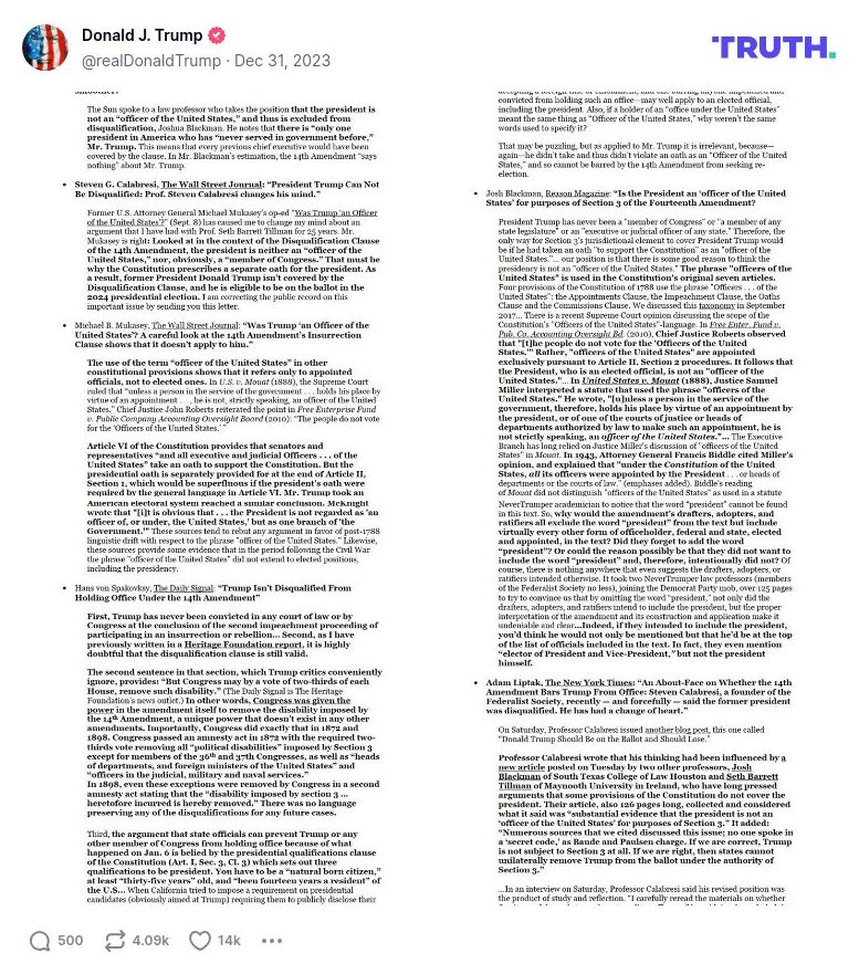 Post image from Donald Trump