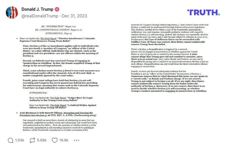 Post image from Donald Trump