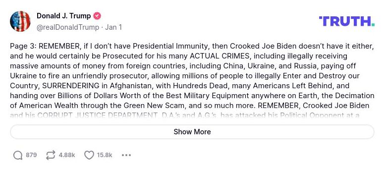 Post preview from Donald Trump