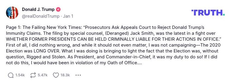 Post image from Donald Trump