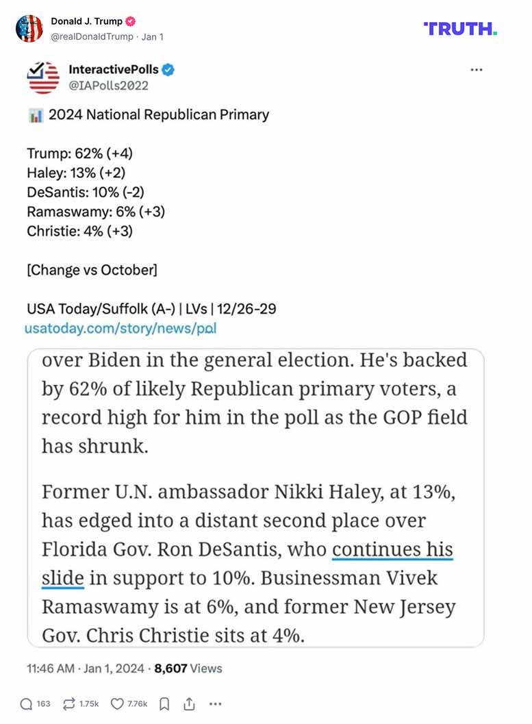 Post image from Donald Trump