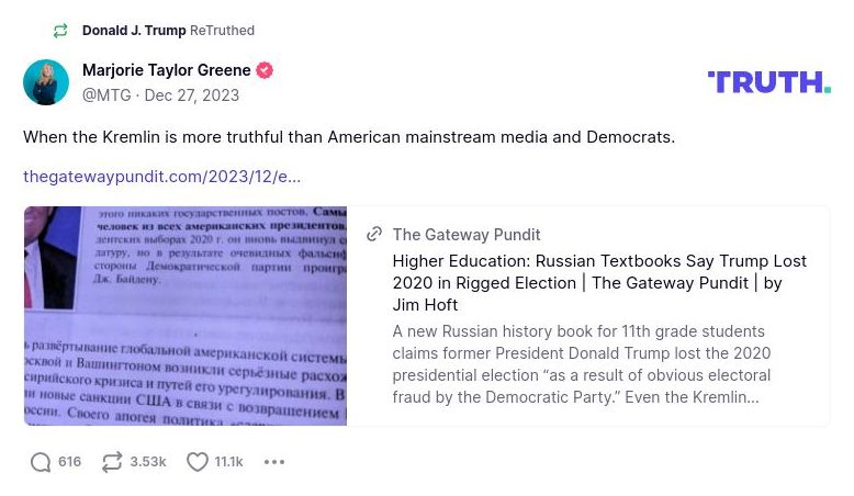 Post image from Donald Trump