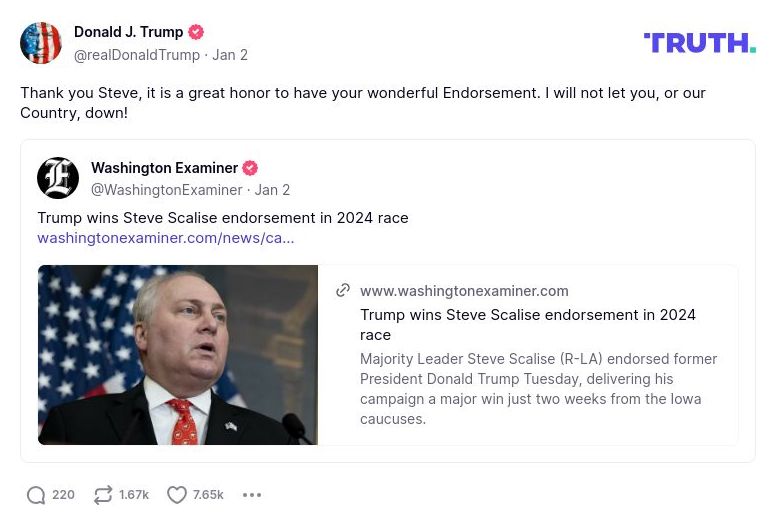 Post image from Donald Trump