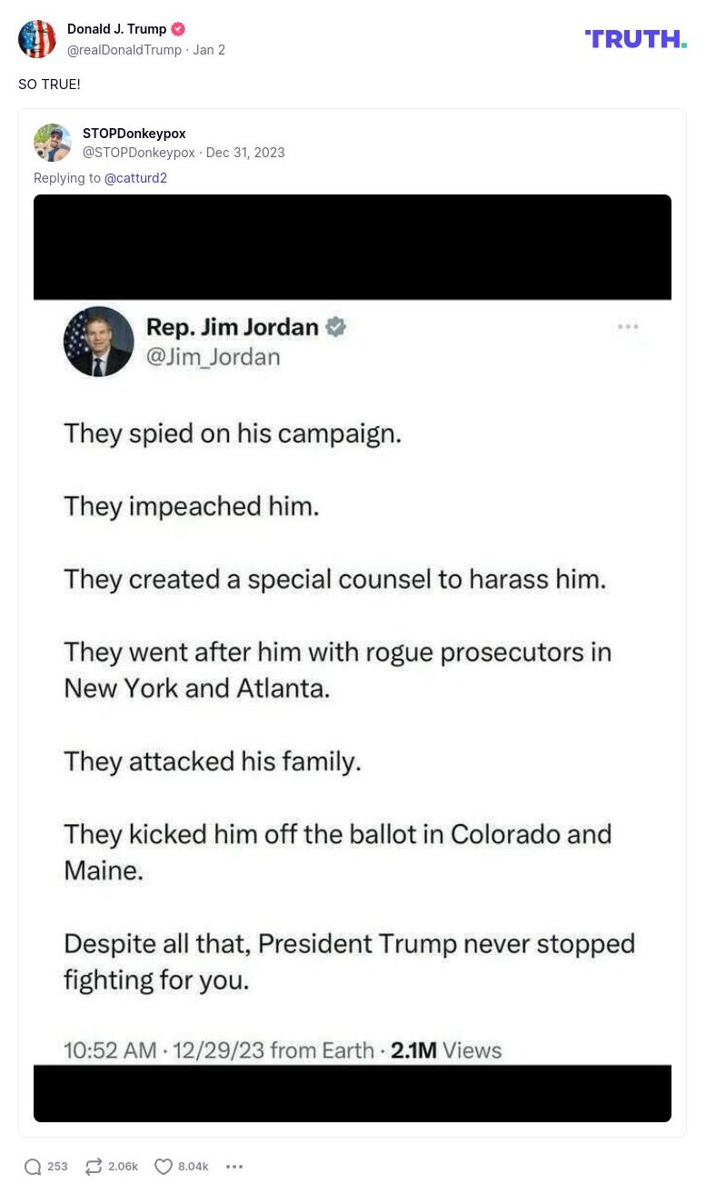 Post image from Donald Trump