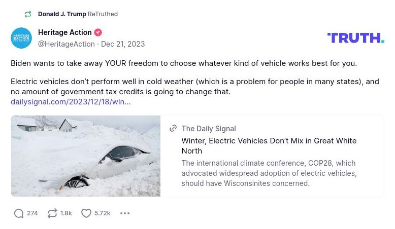 Post image from Donald Trump