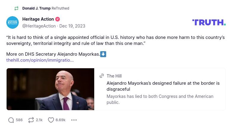 Post image from Donald Trump