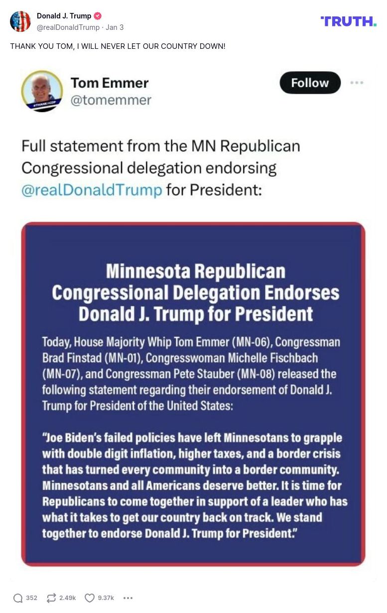 Post image from Donald Trump