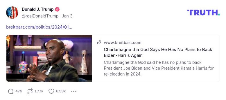 Post image from Donald Trump