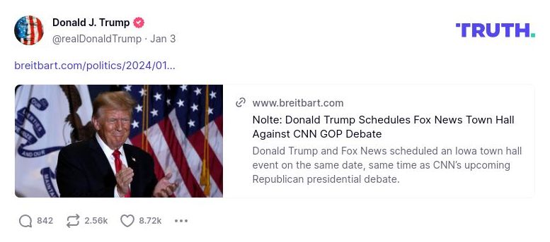 Post preview from Donald Trump