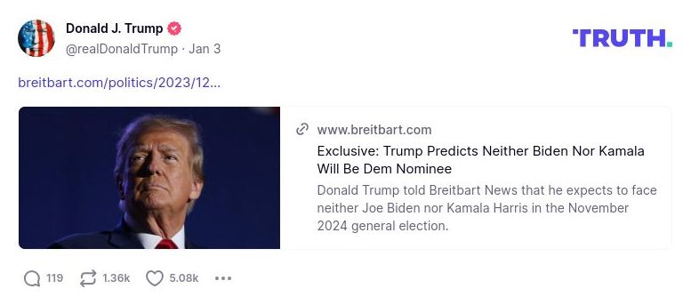 Post image from Donald Trump