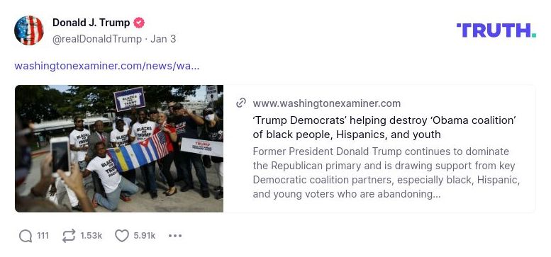 Post image from Donald Trump