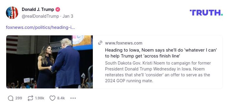 Post image from Donald Trump