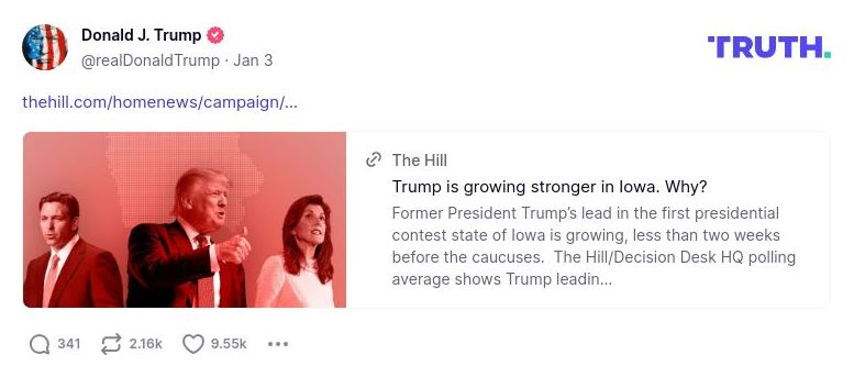 Post image from Donald Trump