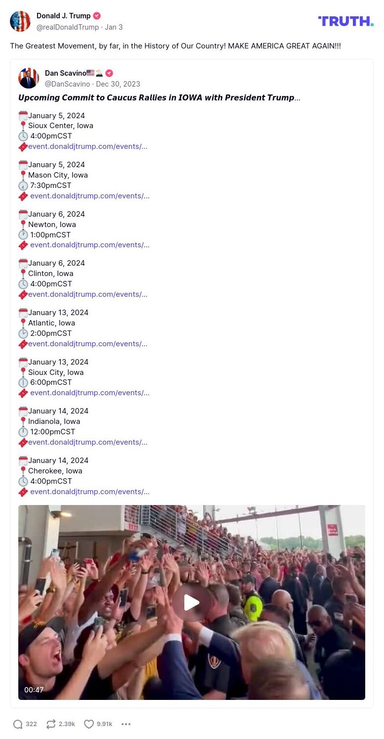 Post image from Donald Trump