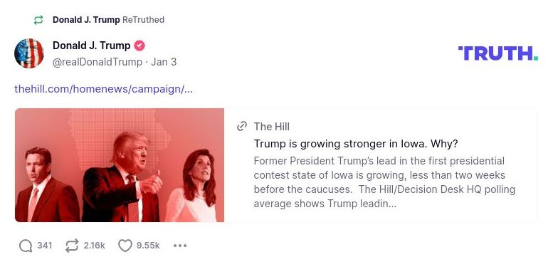 Post image from Donald Trump