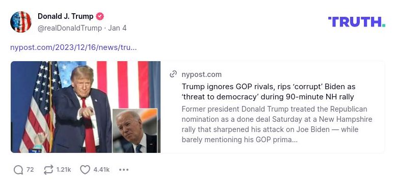 Post image from Donald Trump