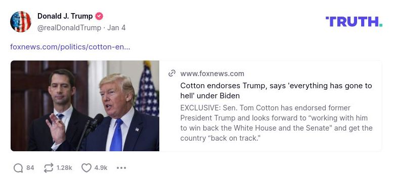 Post image from Donald Trump