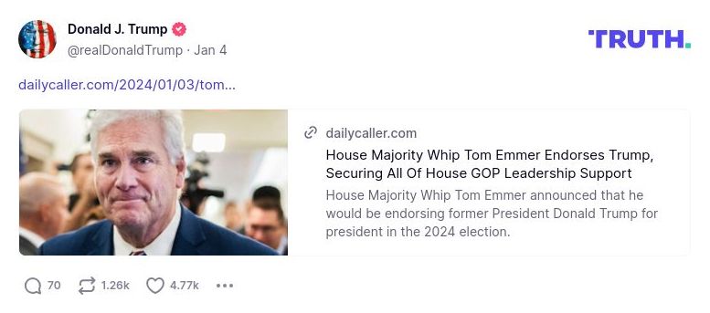 Post image from Donald Trump